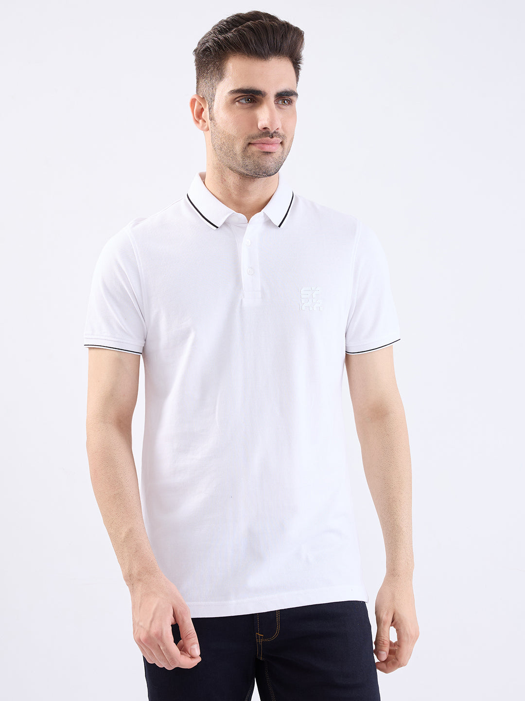 Spykar White Slim Fit Casual T-Shirt For Men