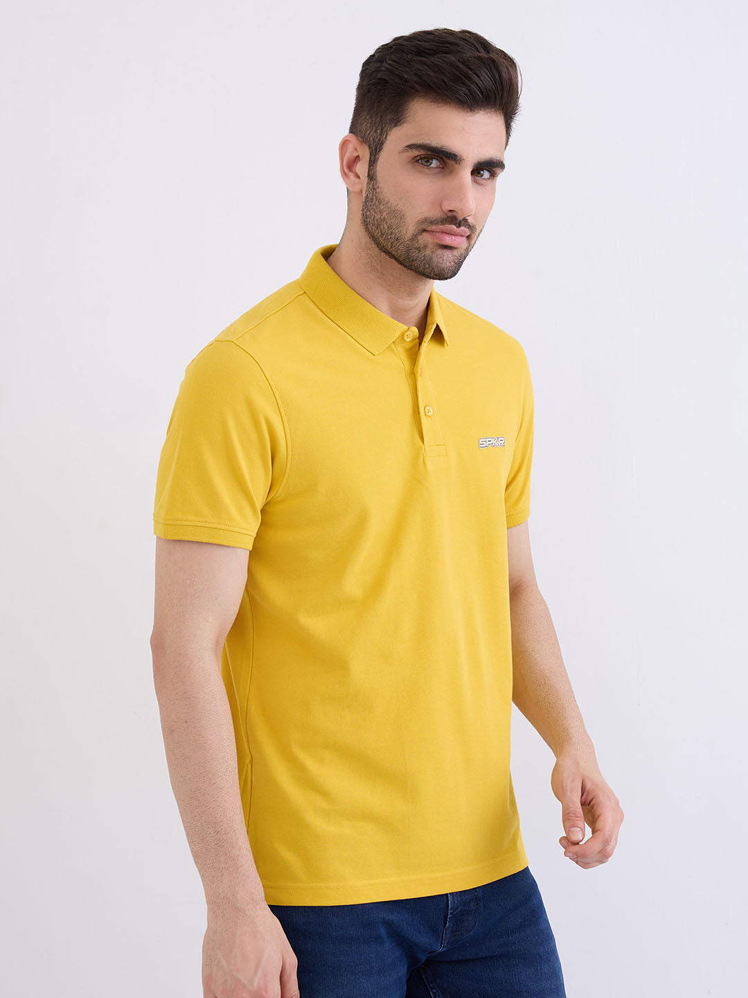 Spykar Sulphur Yellow Slim Fit Casual T-Shirt For Men