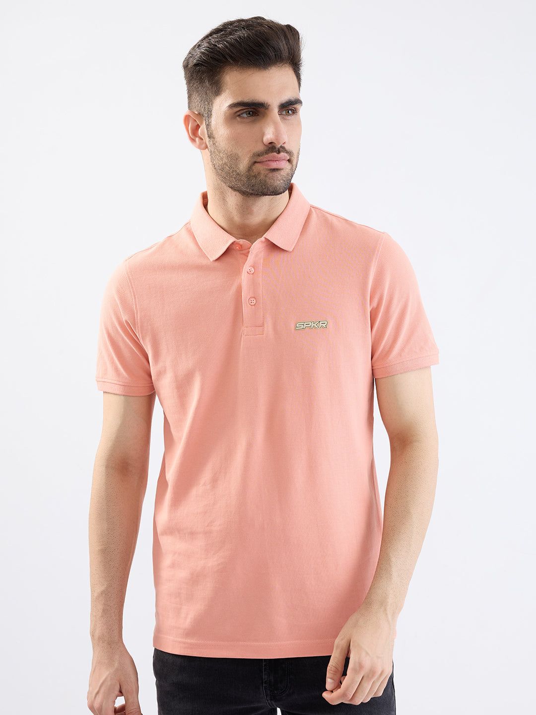 Spykar Tropical Pink Slim Fit Casual T-Shirt For Men