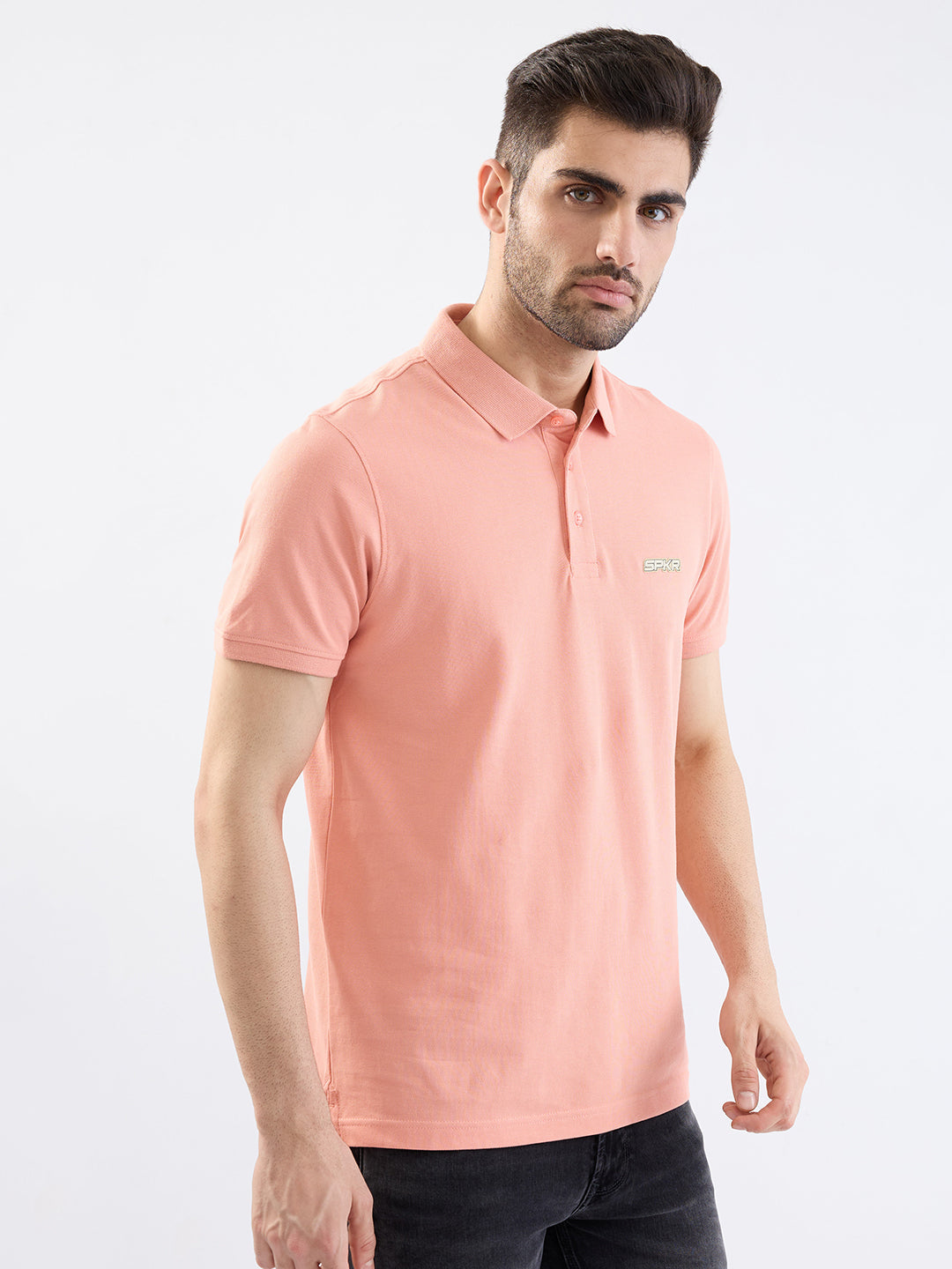 Spykar Tropical Pink Slim Fit Casual T-Shirt For Men