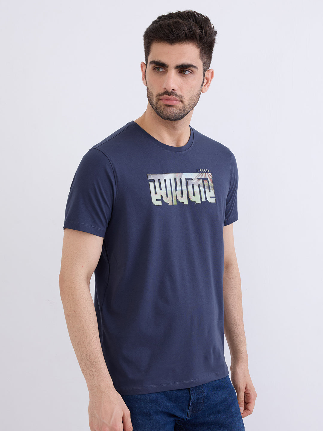 Spykar Slate Grey Slim Fit Casual T-Shirt For Men