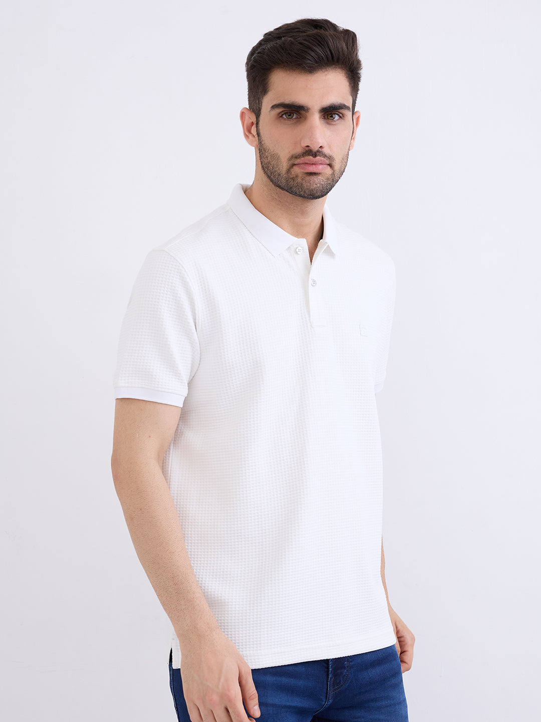 Spykar White Slim Fit Casual T-Shirt For Men