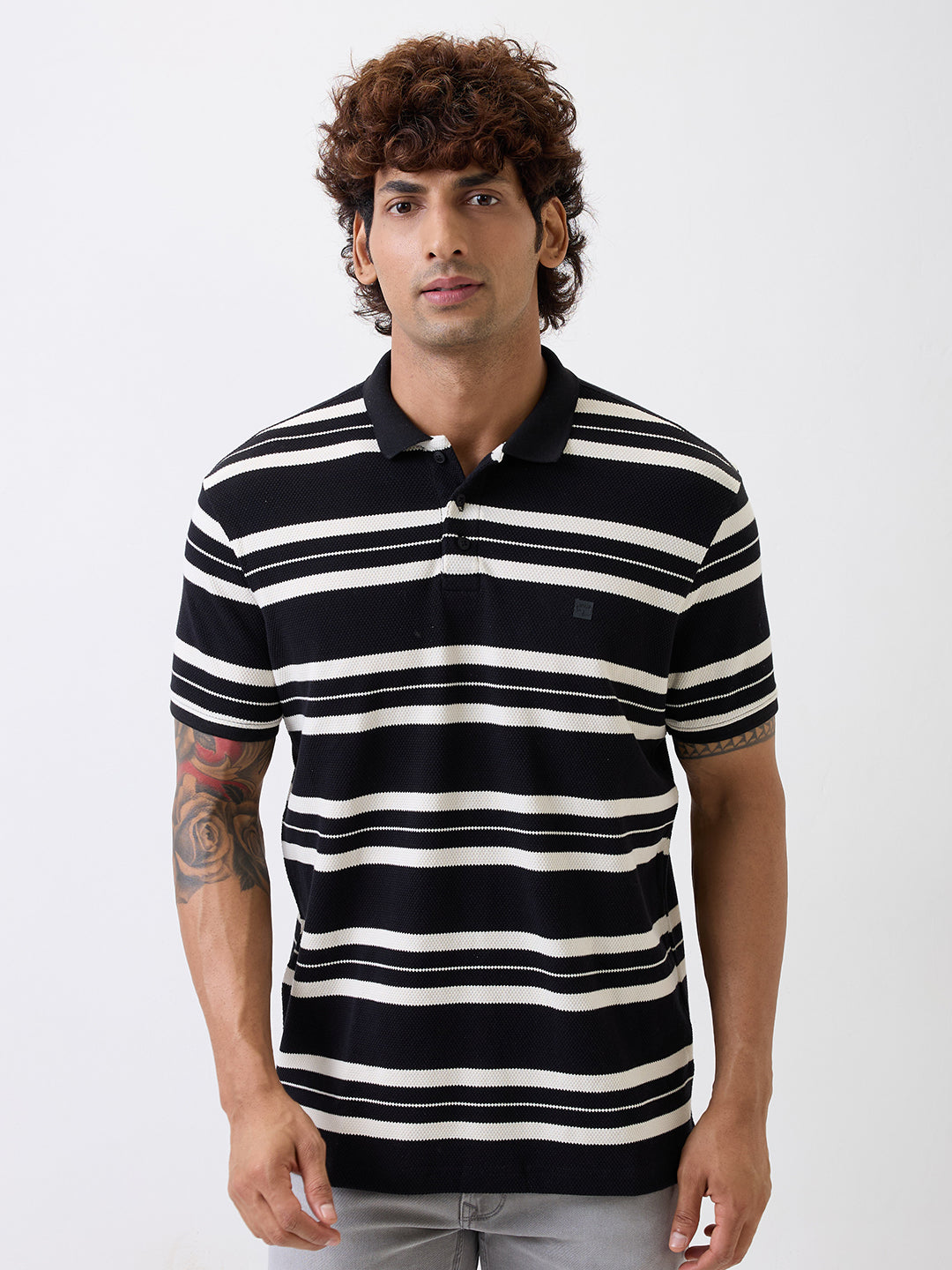Spykar Black Slim Fit Casual T-Shirt For Men