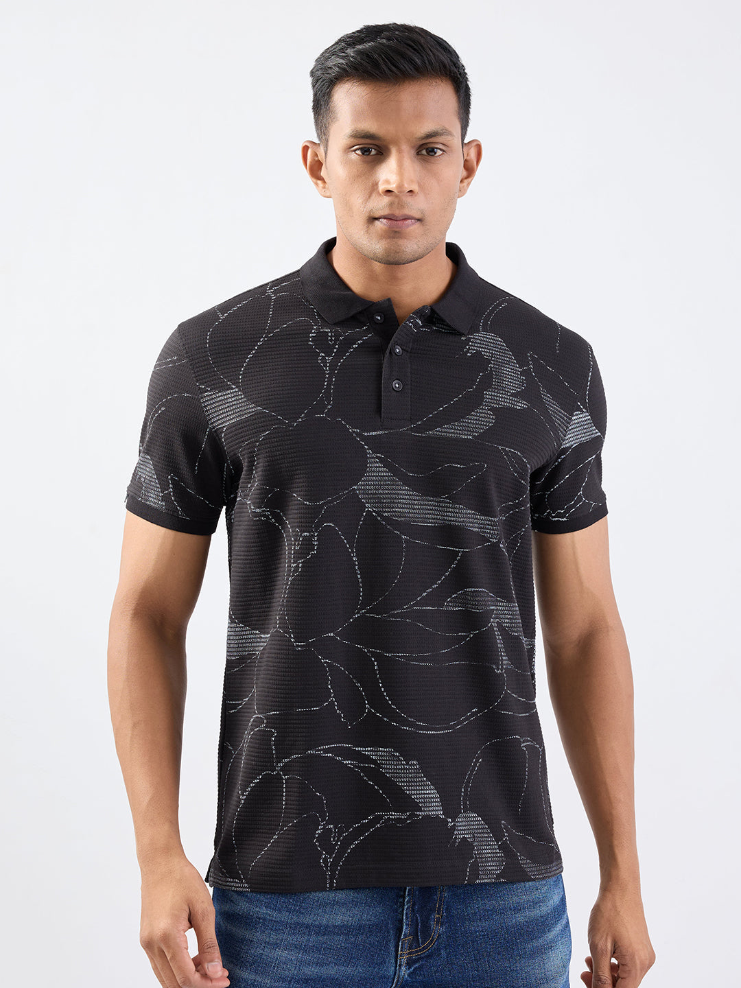Spykar Black Slim Fit Casual T-Shirt For Men