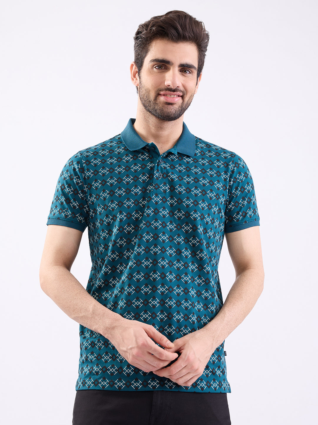 Spykar Teal Green Slim Fit Casual T-Shirt For Men