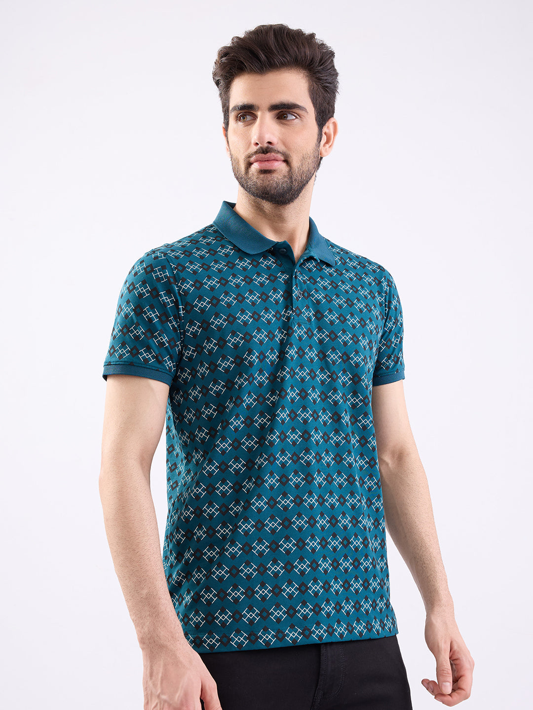 Spykar Teal Green Slim Fit Casual T-Shirt For Men