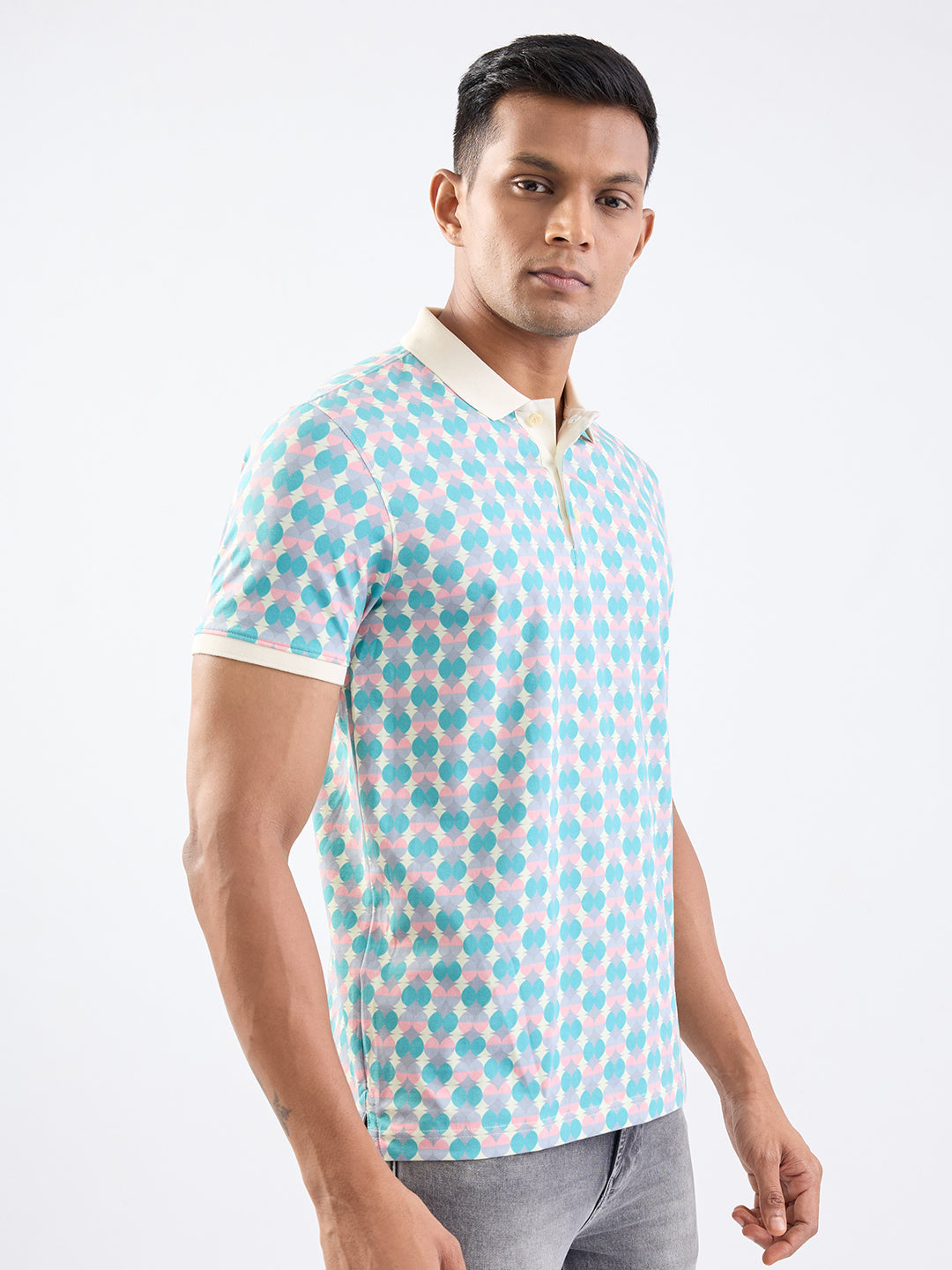 Spykar Aquatic Blue Slim Fit Casual T-Shirt For Men