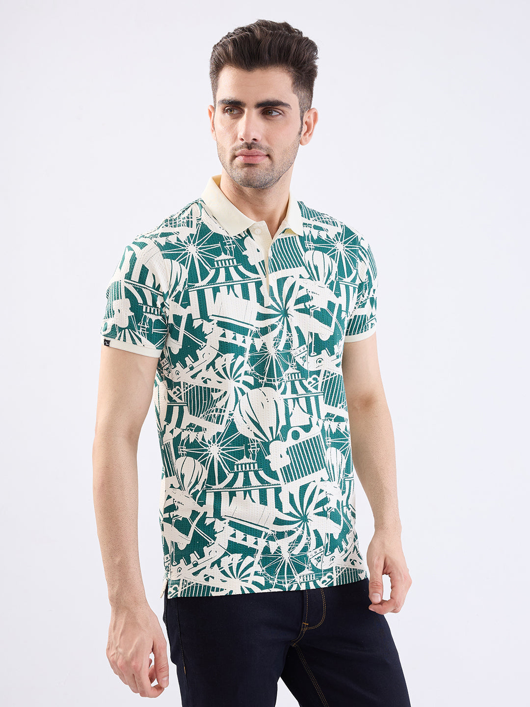 Spykar Off White Slim Fit Casual T-Shirt For Men