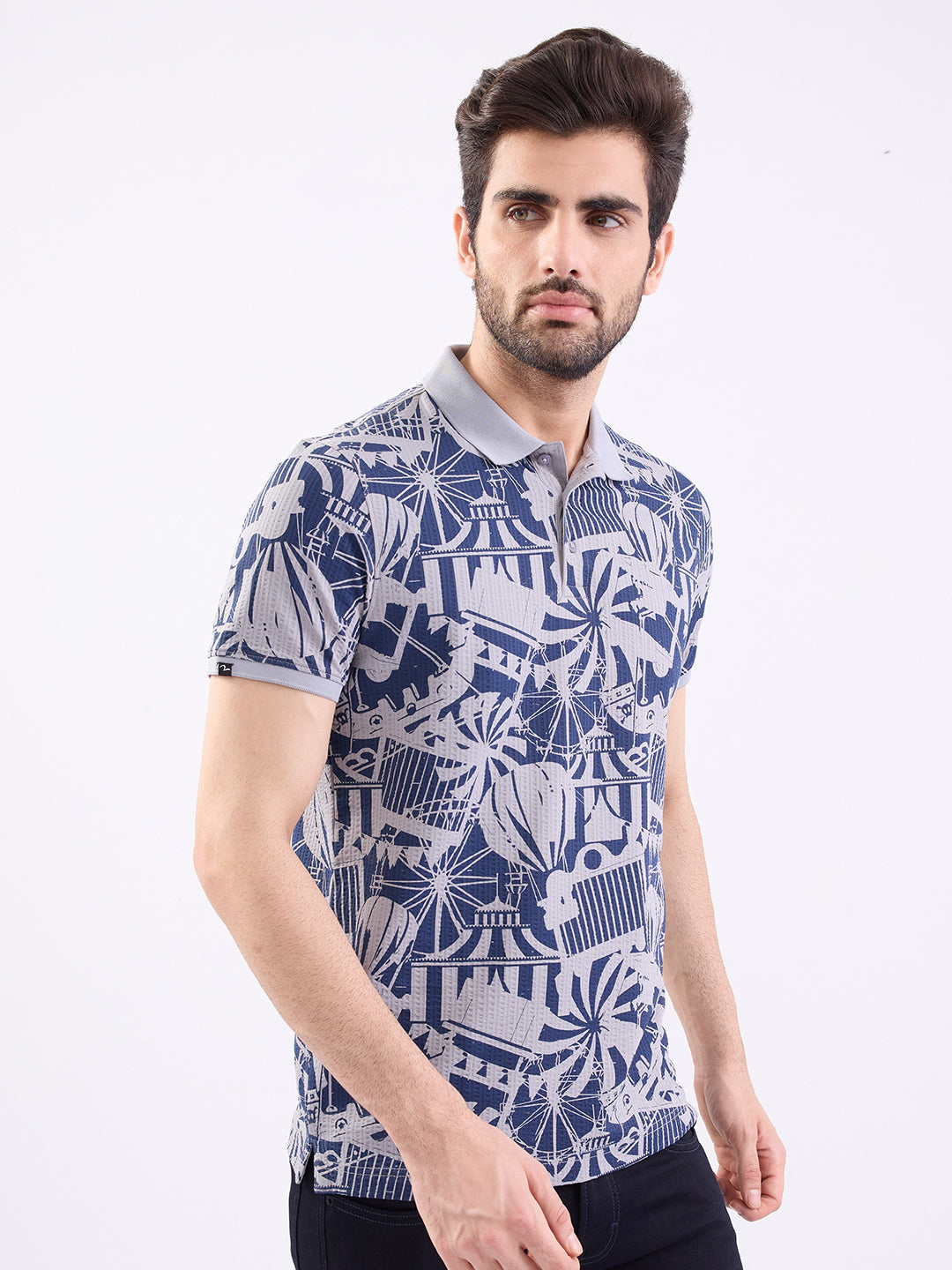 Spykar Silver Grey Slim Fit Casual T-Shirt For Men