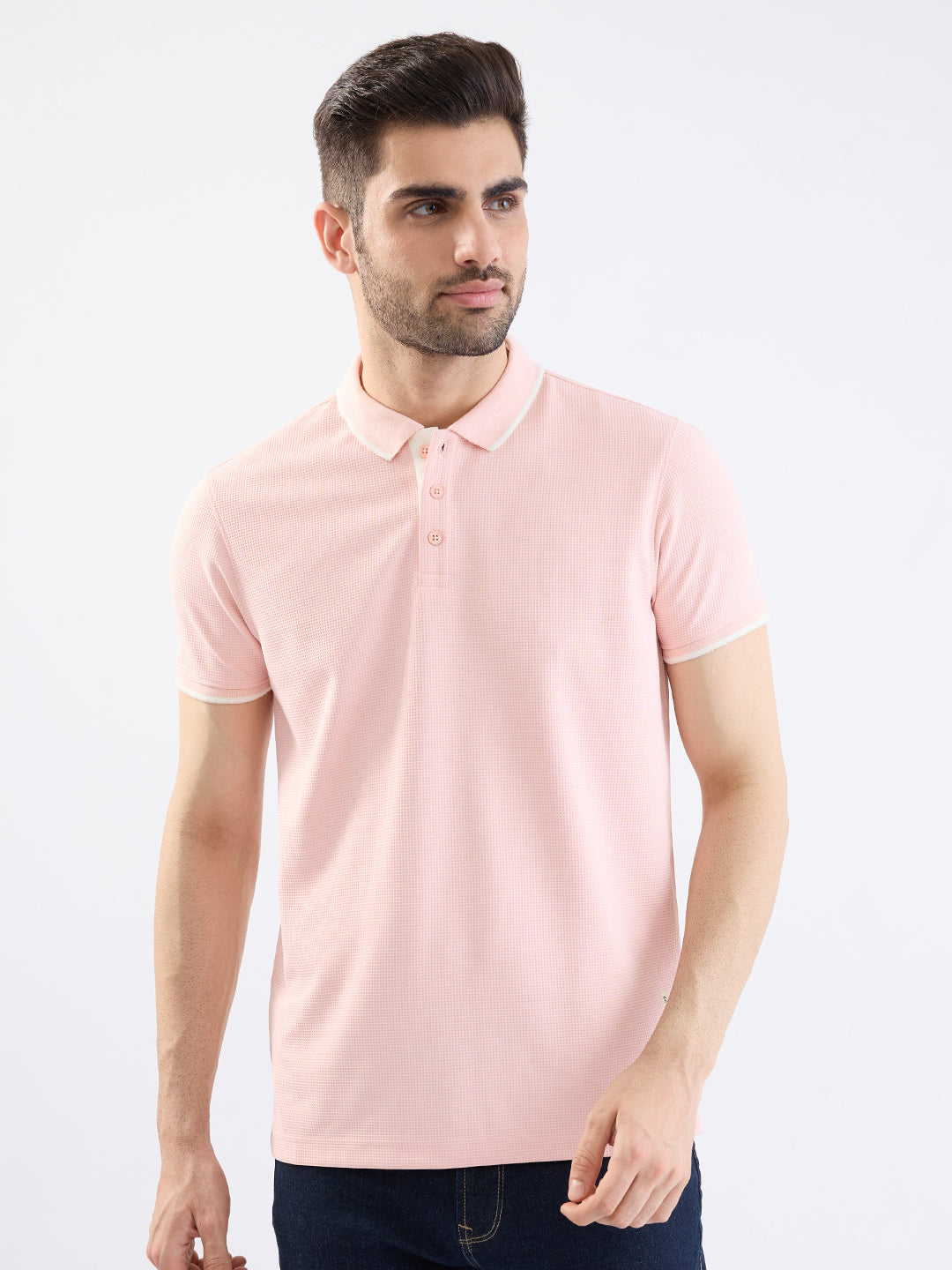 Spykar Soft Pink Slim Fit Casual T-Shirt For Men