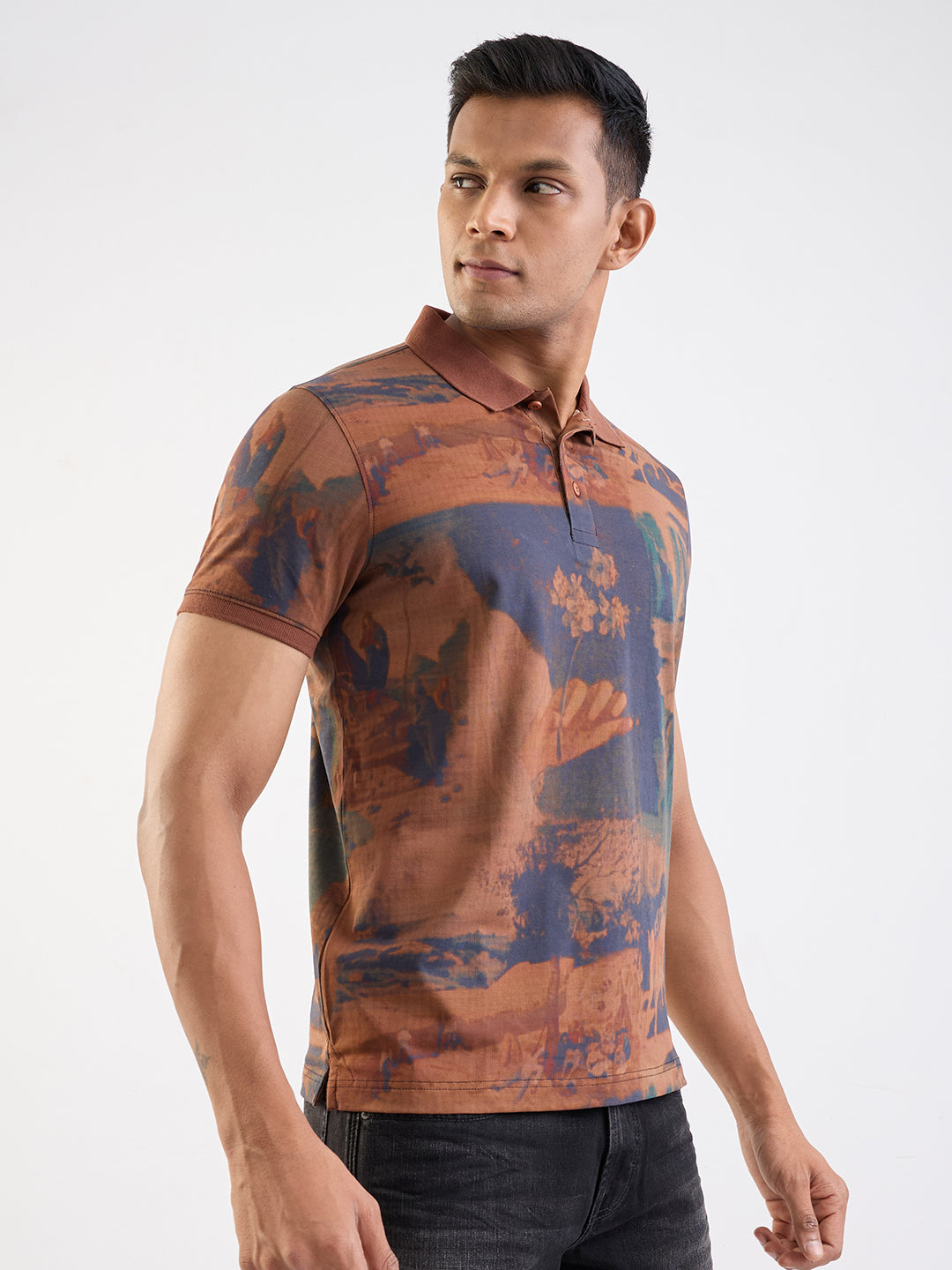 Spykar Friar Brown Slim Fit Casual T-Shirt For Men