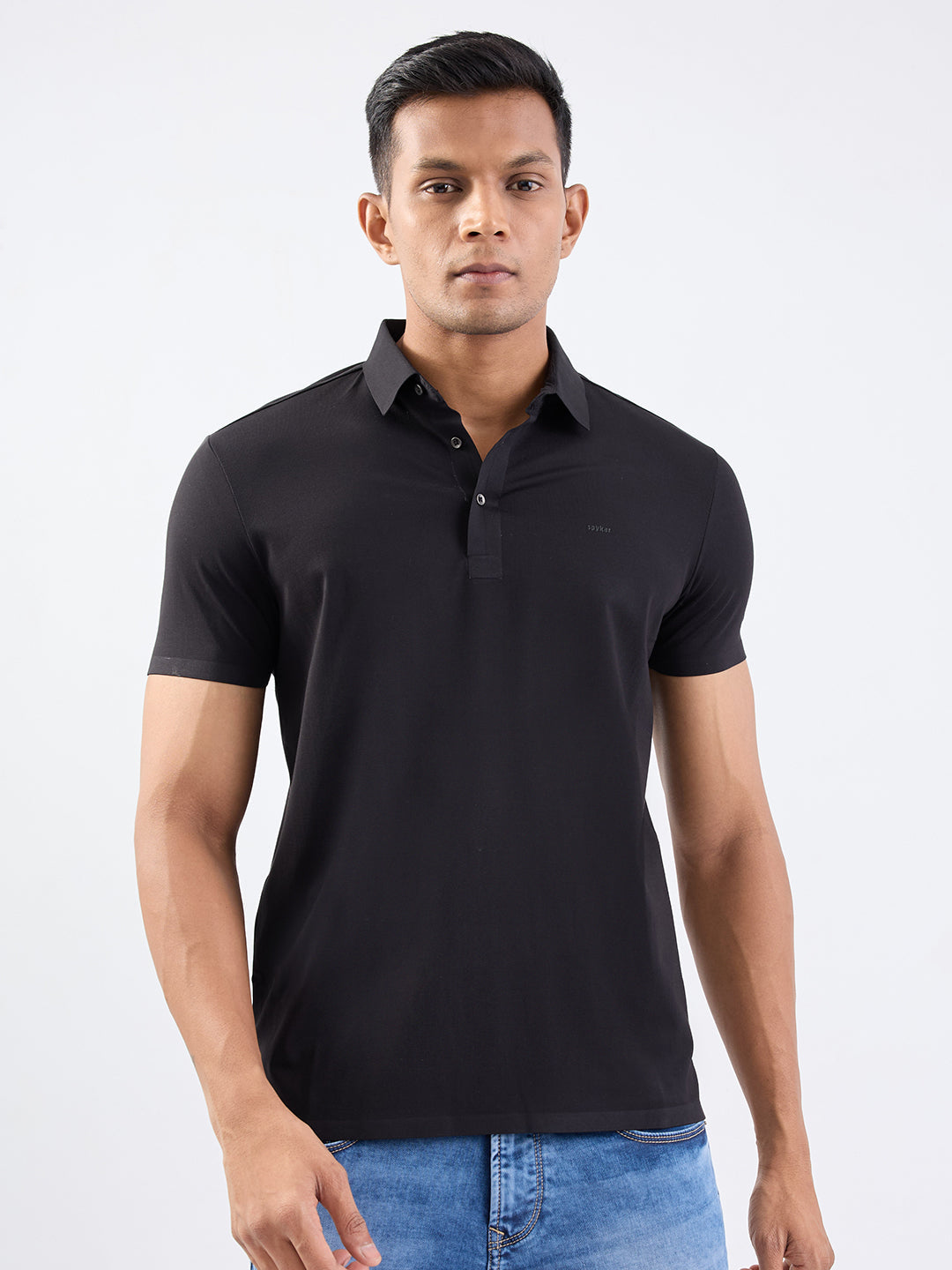Spykar Black Slim Fit Casual T-Shirt For Men