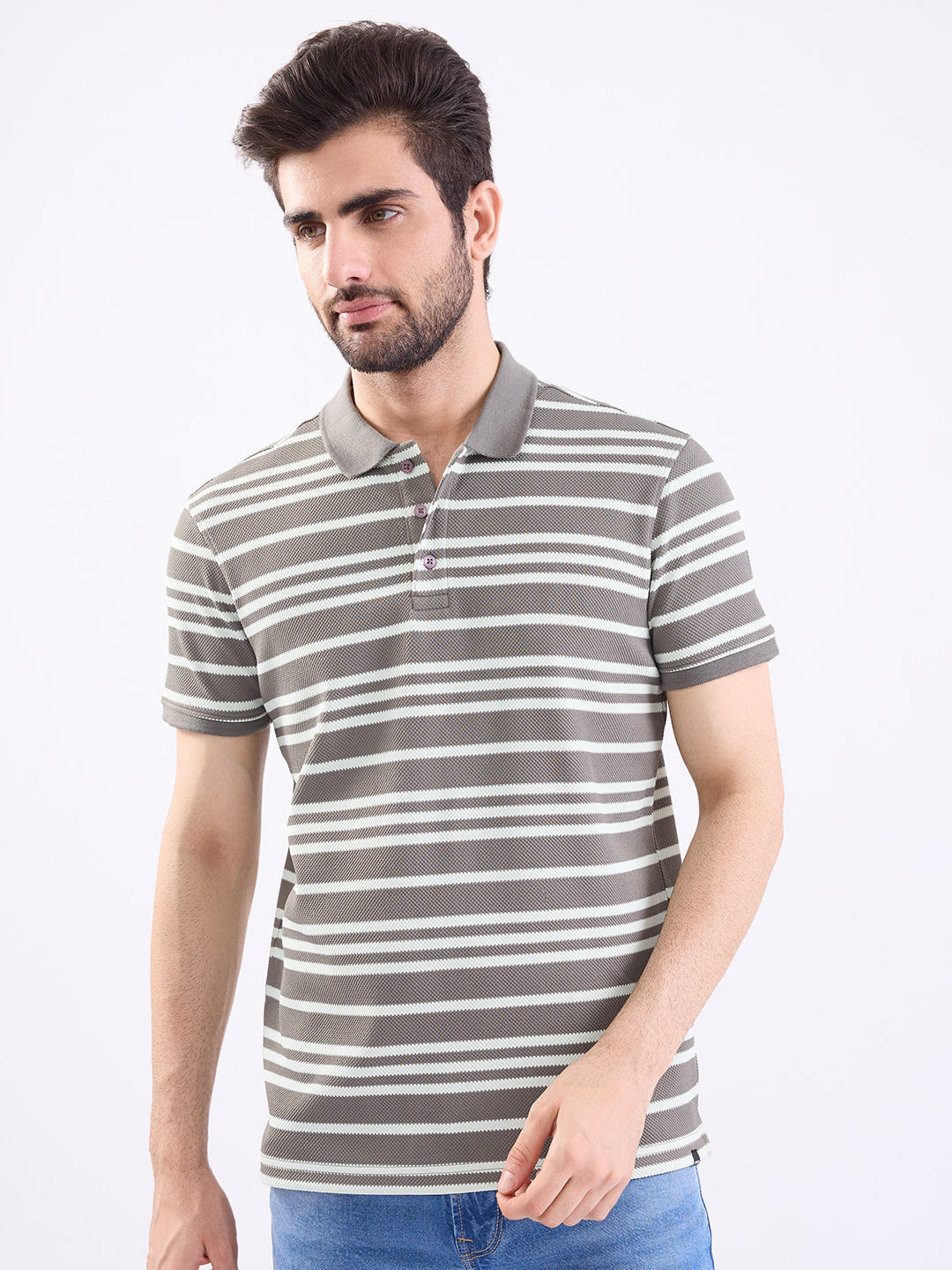 Spykar Slate Grey Slim Fit Casual T-Shirt For Men