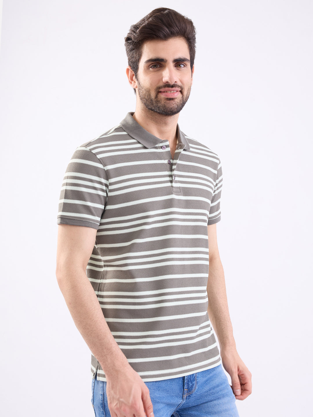 Spykar Slate Grey Slim Fit Casual T-Shirt For Men