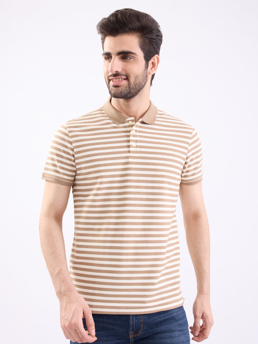 Spykar Oak Brown Slim Fit Casual T-Shirt For Men