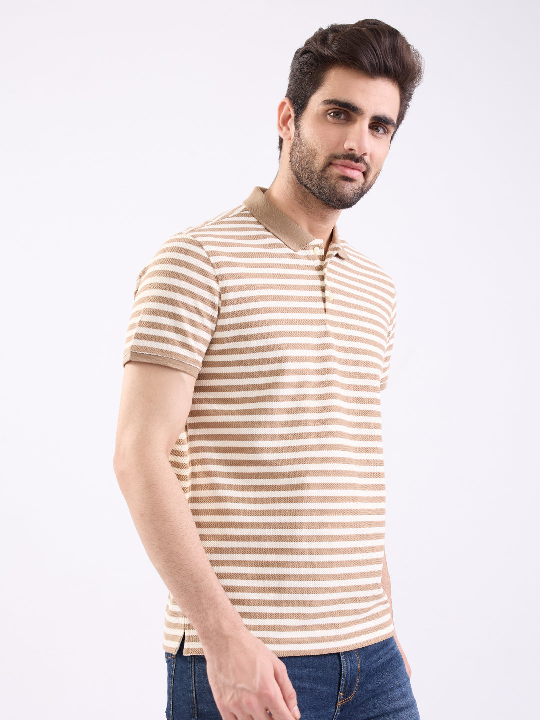 Spykar Oak Brown Slim Fit Casual T-Shirt For Men