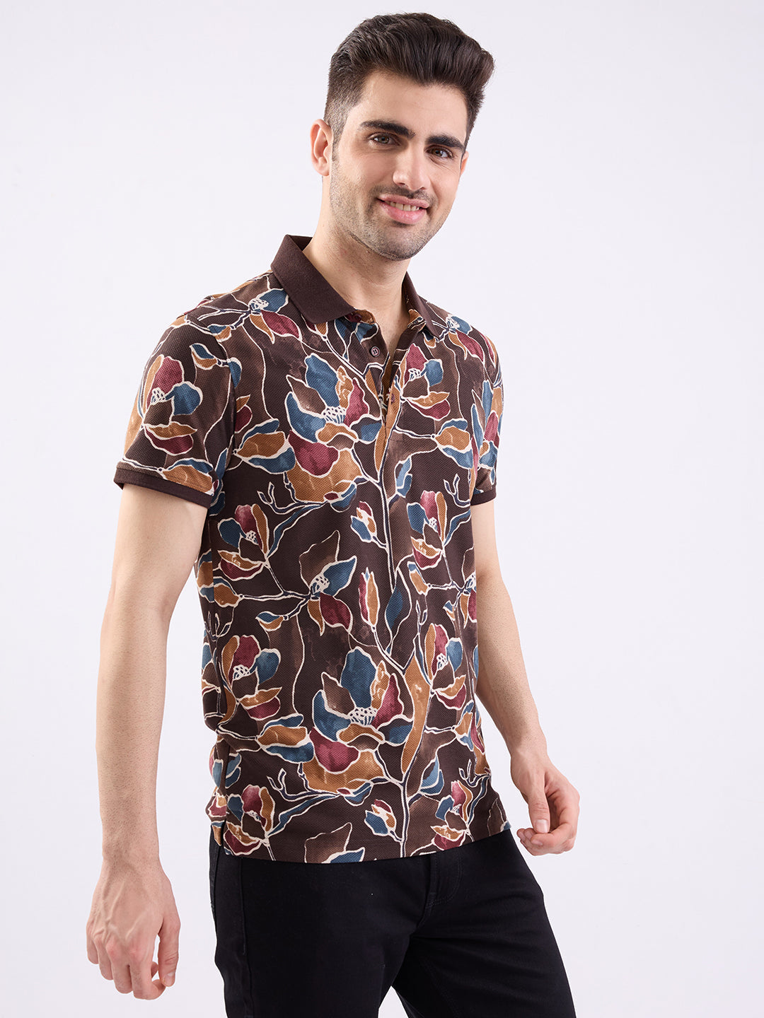 Spykar Bison Brown Slim Fit Casual T-Shirt For Men
