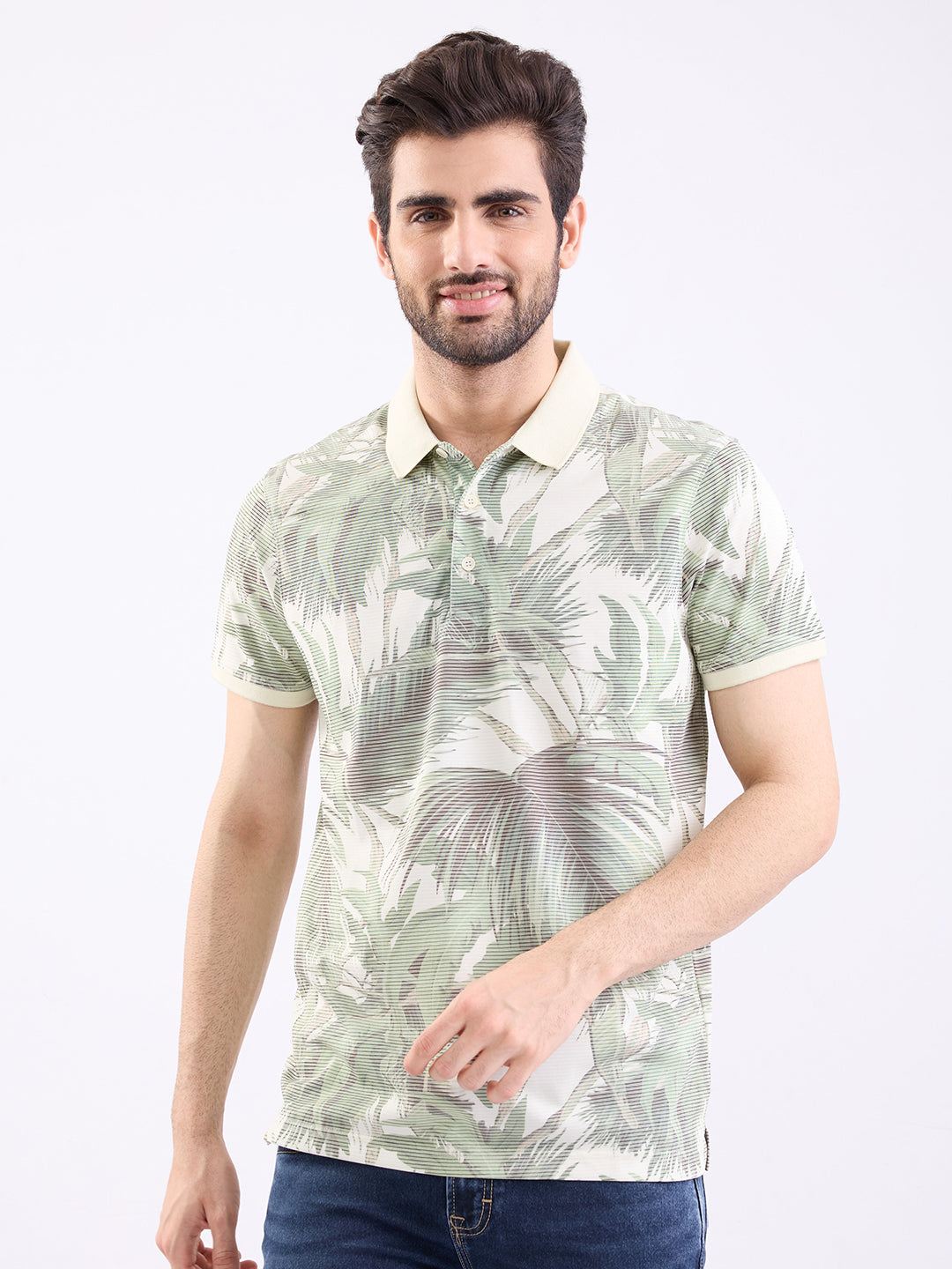 Spykar Sage Green Slim Fit Casual T-Shirt For Men