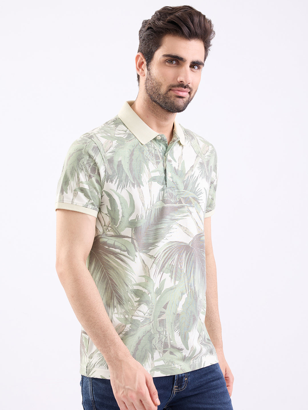 Spykar Sage Green Slim Fit Casual T-Shirt For Men