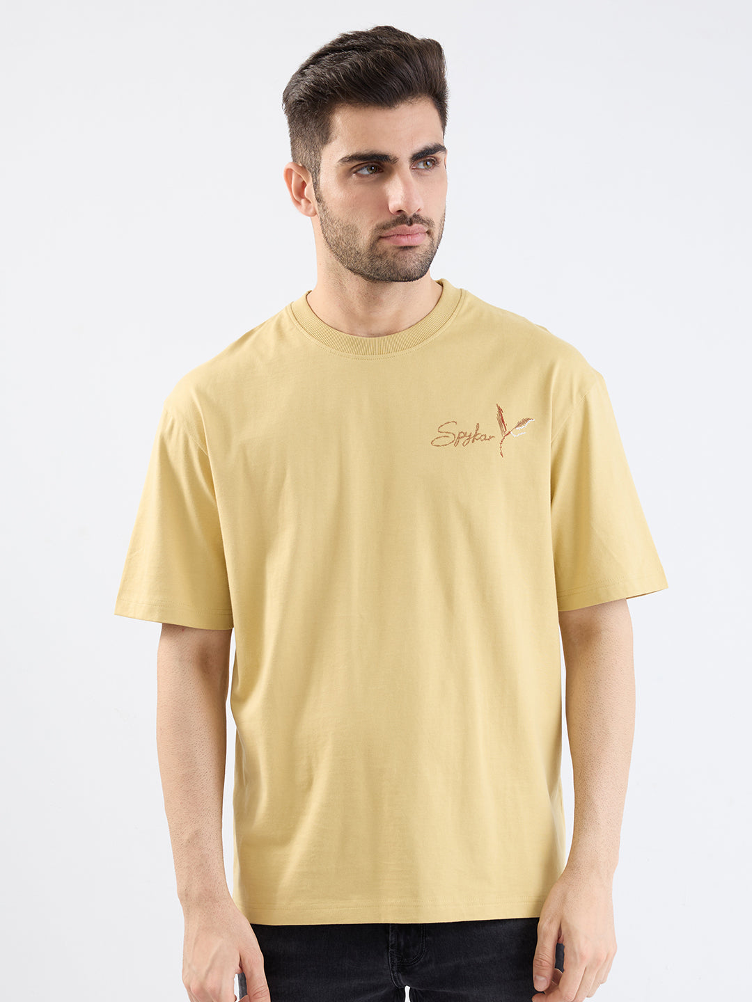 Spykar Taupe Beige Comfort Fit Casual T-Shirt For Men