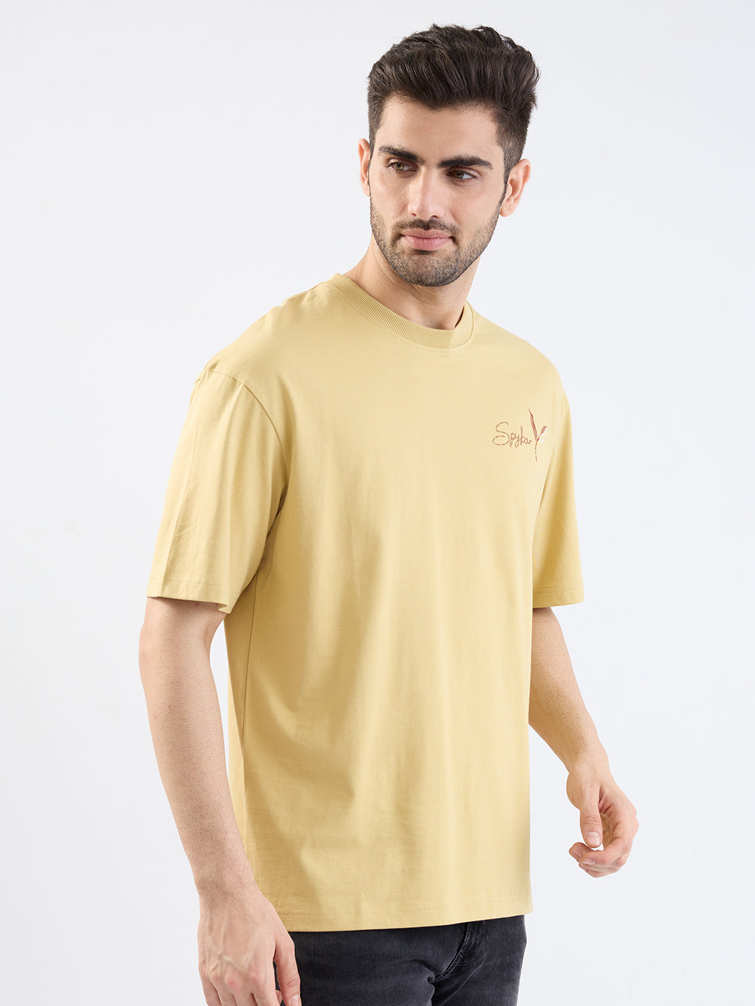 Spykar Taupe Beige Comfort Fit Casual T-Shirt For Men