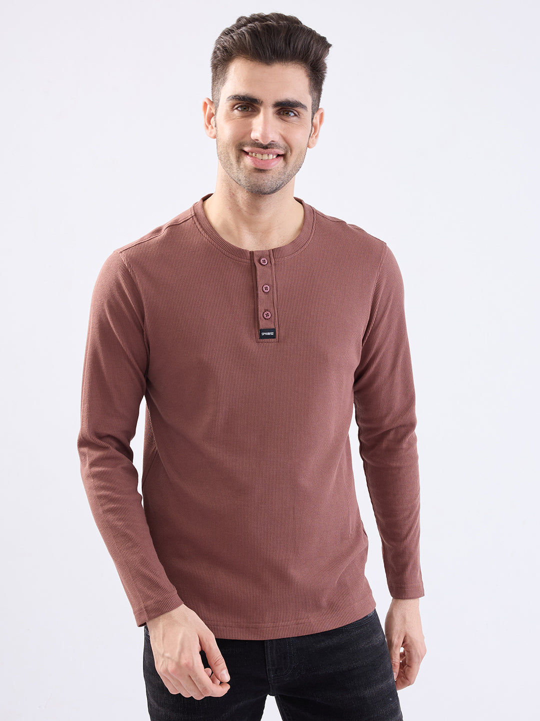 Spykar Bison Brown Slim Fit Casual T-Shirt For Men