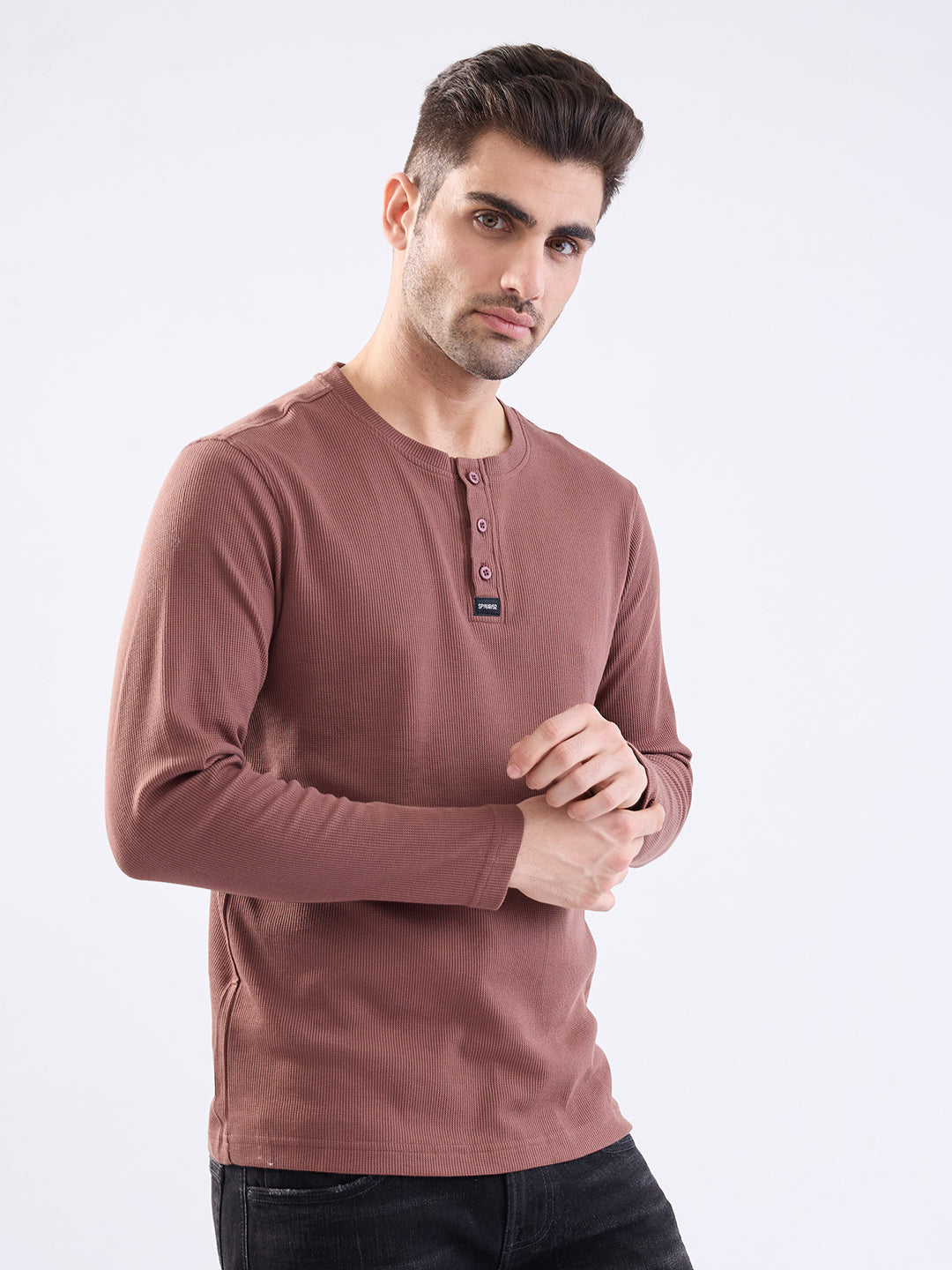 Spykar Bison Brown Slim Fit Casual T-Shirt For Men