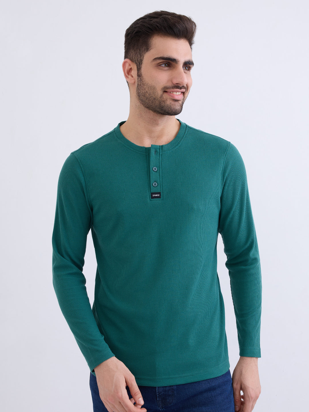 Spykar Teal Green Slim Fit Casual T-Shirt For Men