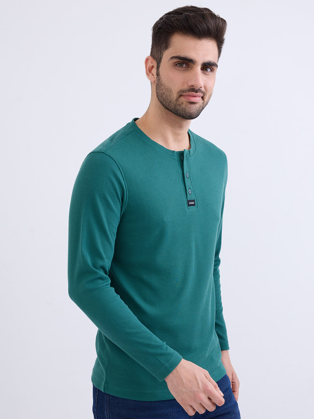 Spykar Teal Green Slim Fit Casual T-Shirt For Men