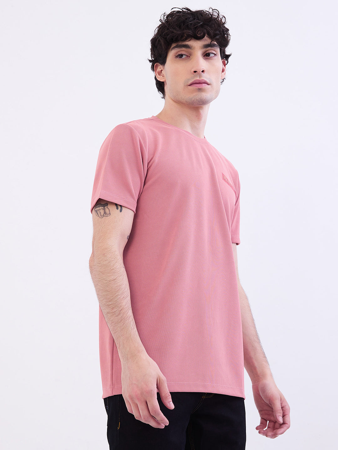 Spykar Tropical Pink Slim Fit Casual T-Shirt For Men