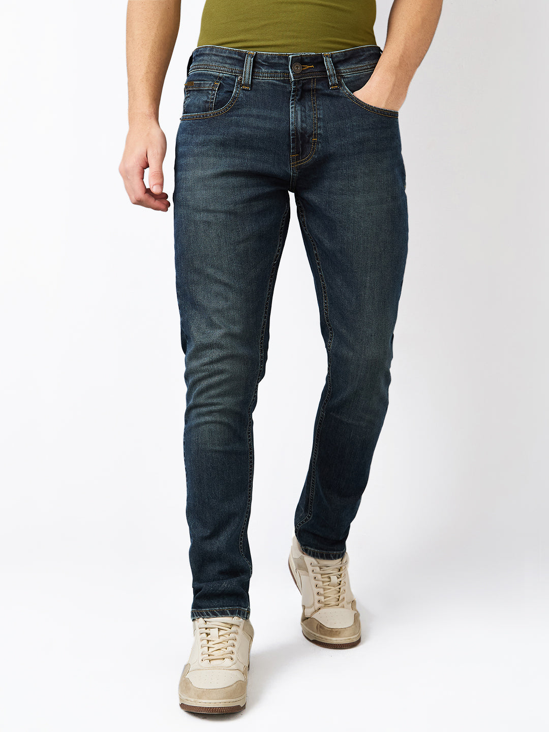 Spykar Slim Fit Low Rise Cotton Jeans For Men