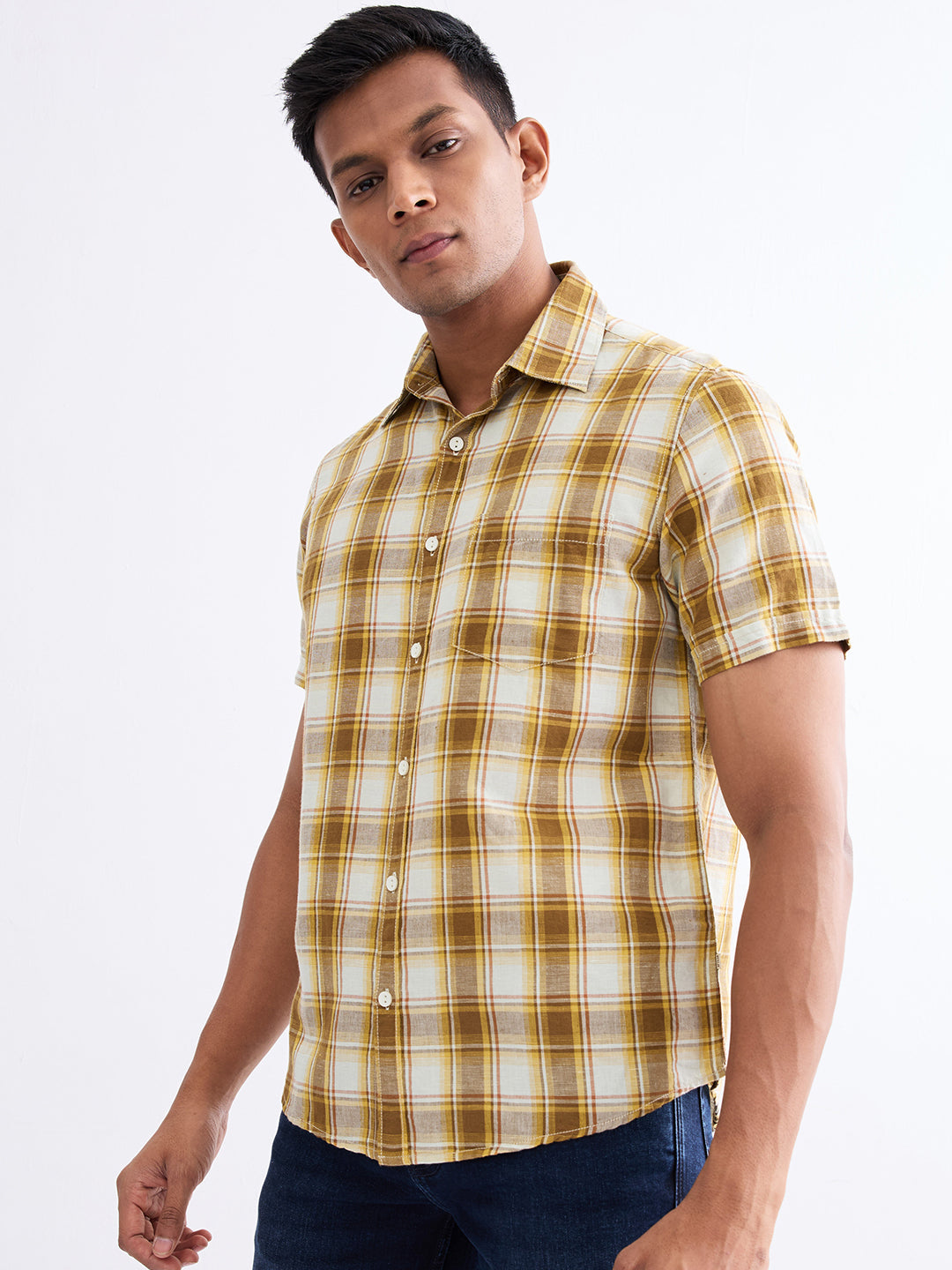 Spykar Silver Grey Slim Fit Casual Shirts For Men