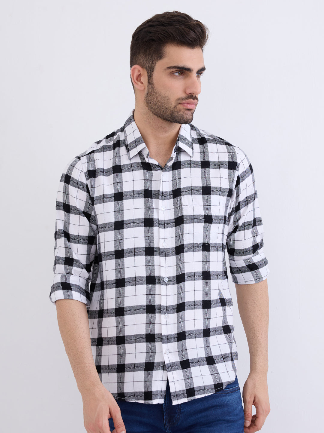 Spykar White Slim Fit Casual Shirts For Men