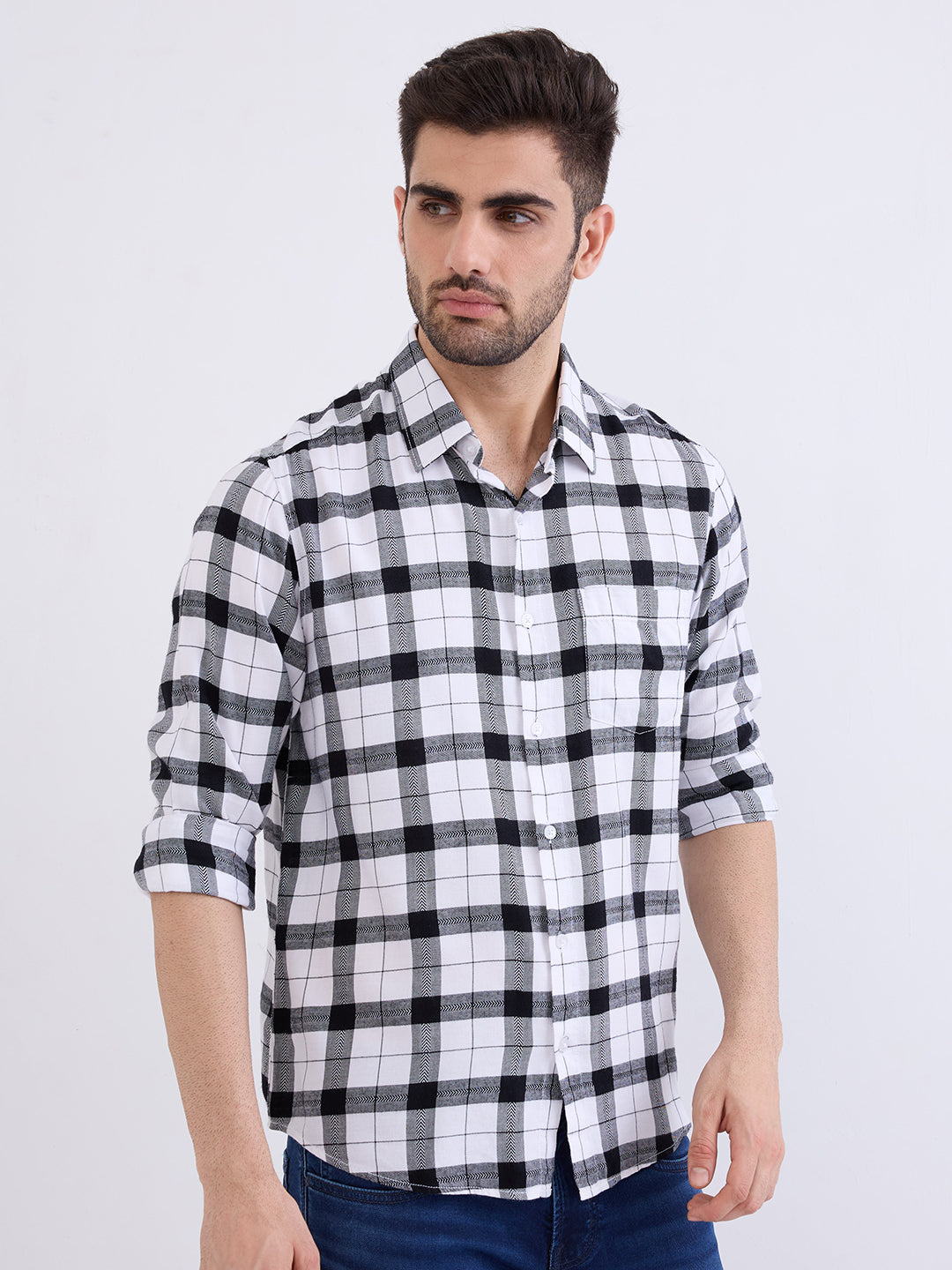 Spykar White Slim Fit Casual Shirts For Men