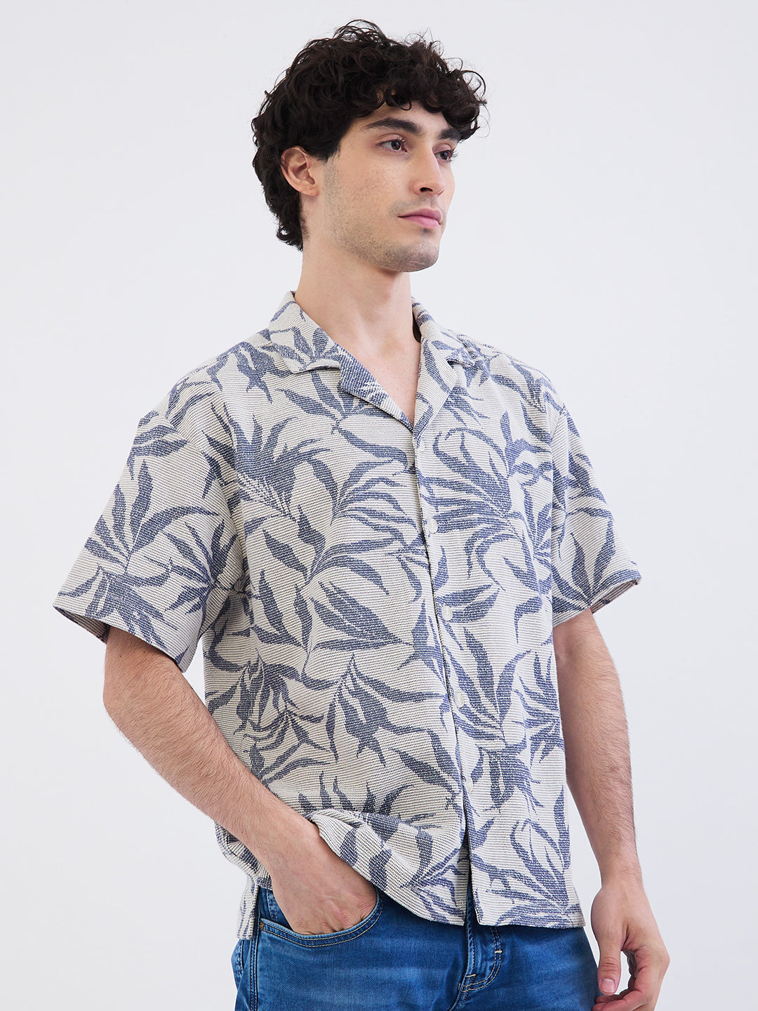 Spykar Air Force Blue Relaxed Fit Casual Shirts For Men