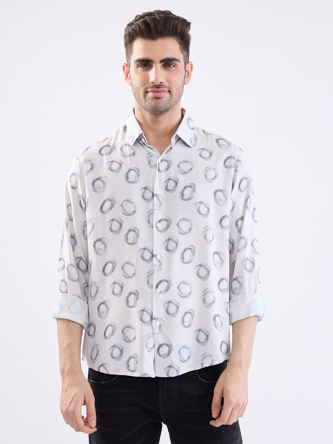 Spykar White Slim Fit Casual Shirts For Men