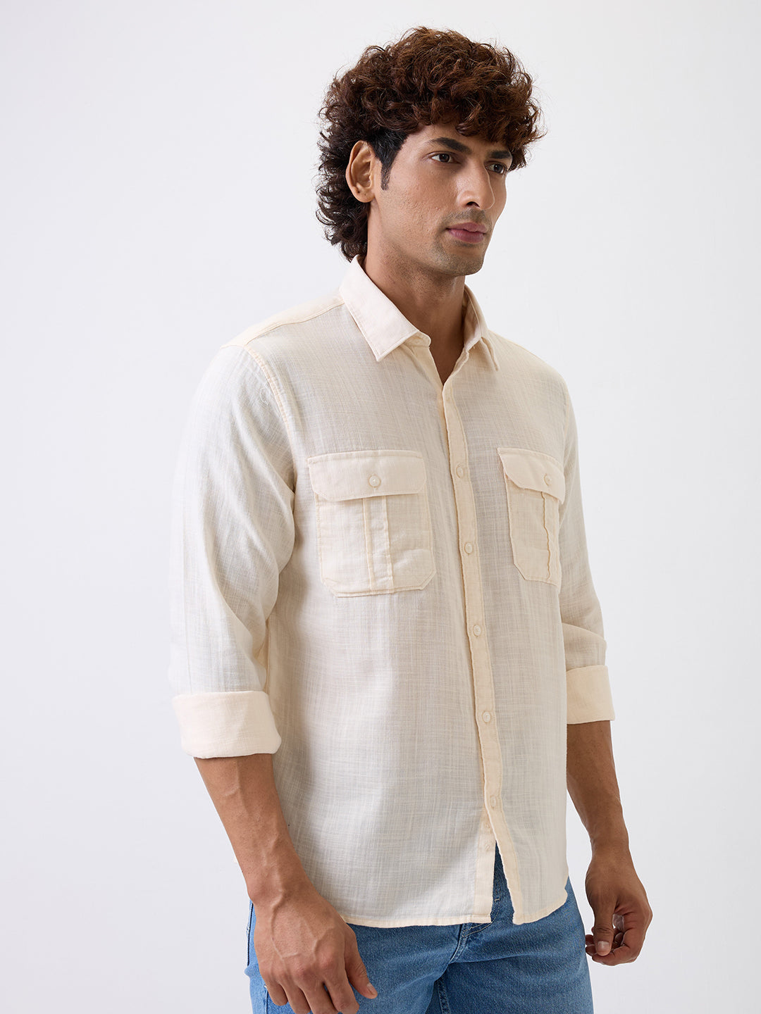 Spykar White Slim Fit Casual Shirt For Men