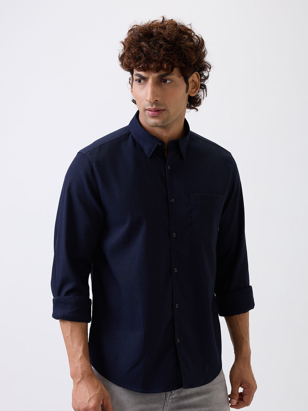 Spykar Blue Slim Fit Casual Shirt For Men