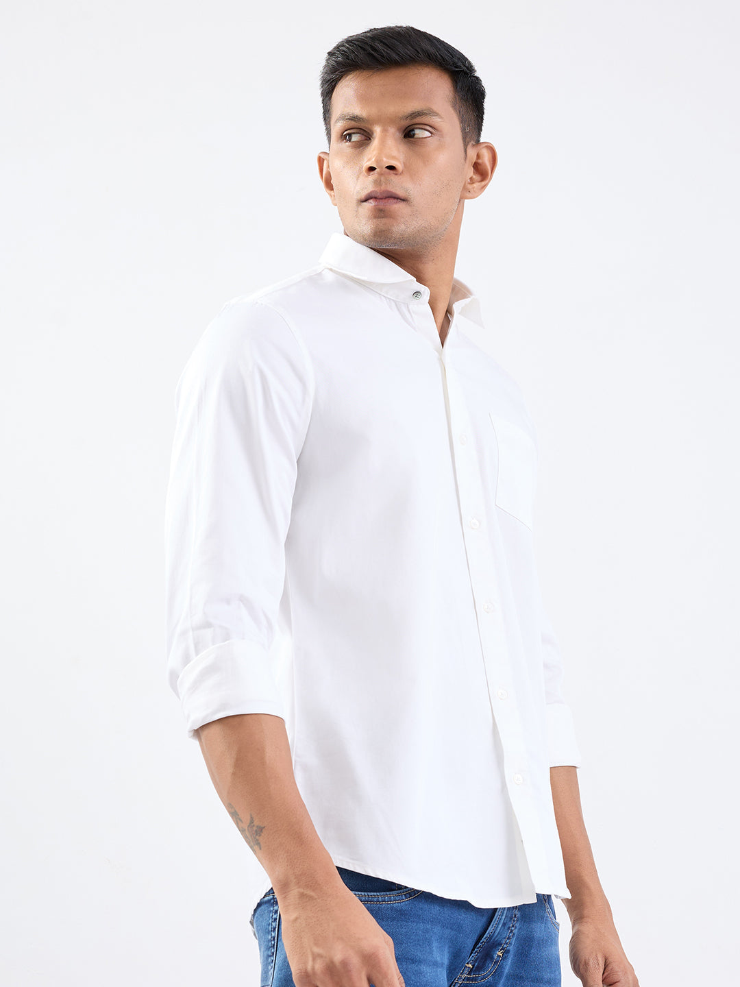 Spykar White Slim Fit Casual Shirts For Men