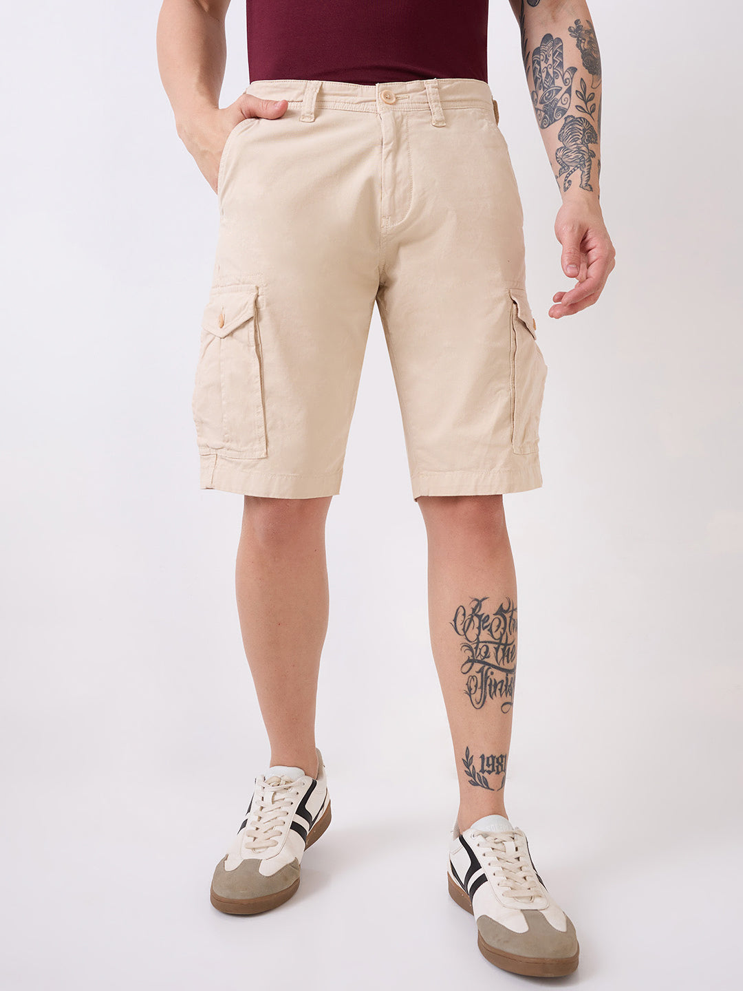 Spykar Blue Regular Fit Casual Shorts For Men