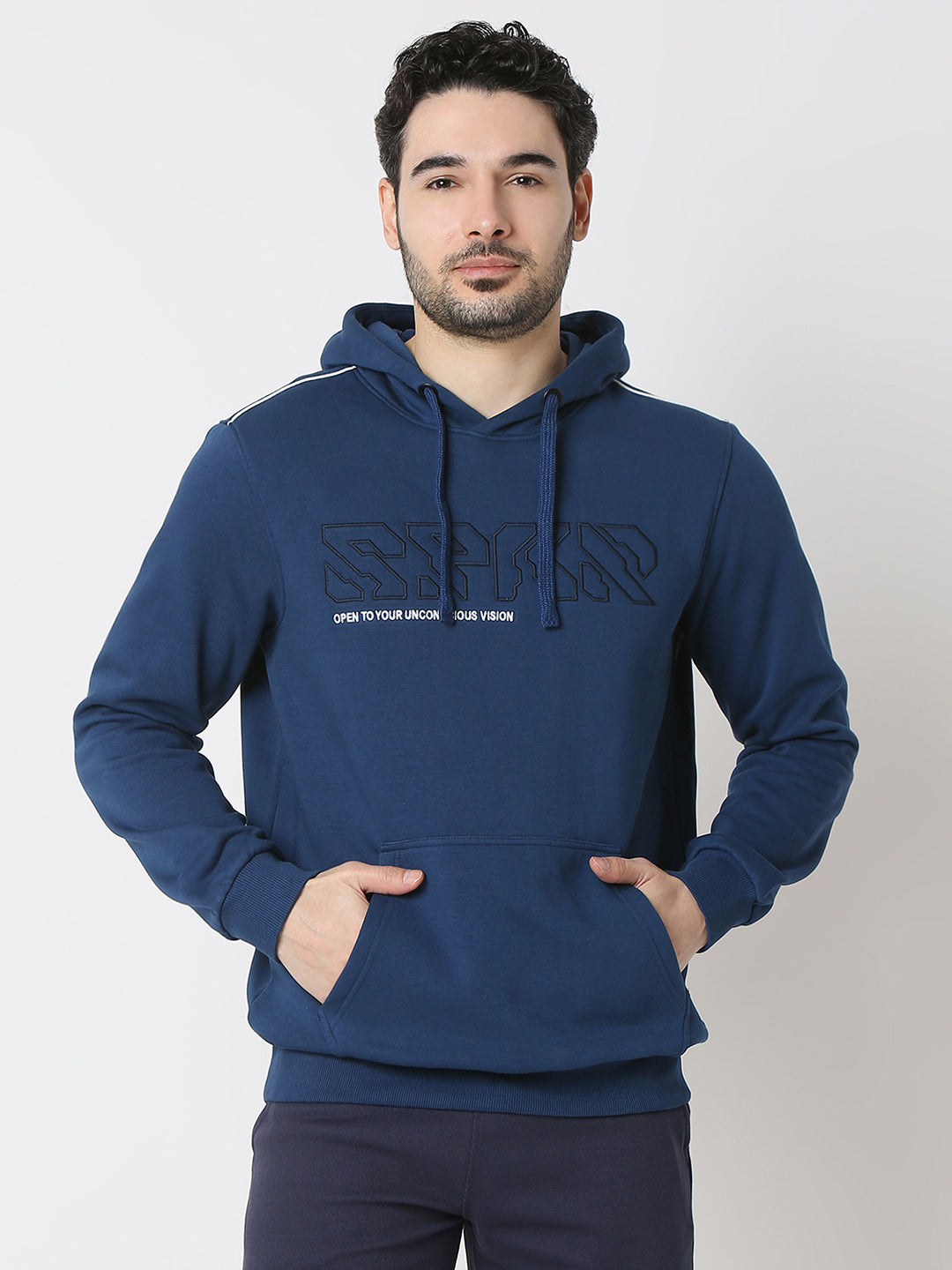 Spykar Indigo Blue Cotton Poly Regular Fit Sweatshirt For Men
