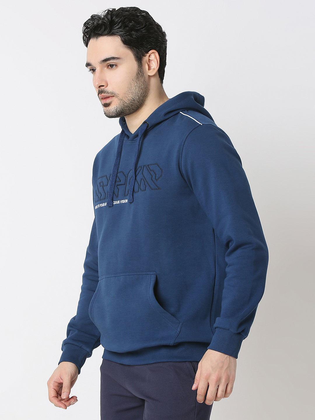 Spykar Indigo Blue Cotton Poly Regular Fit Sweatshirt For Men