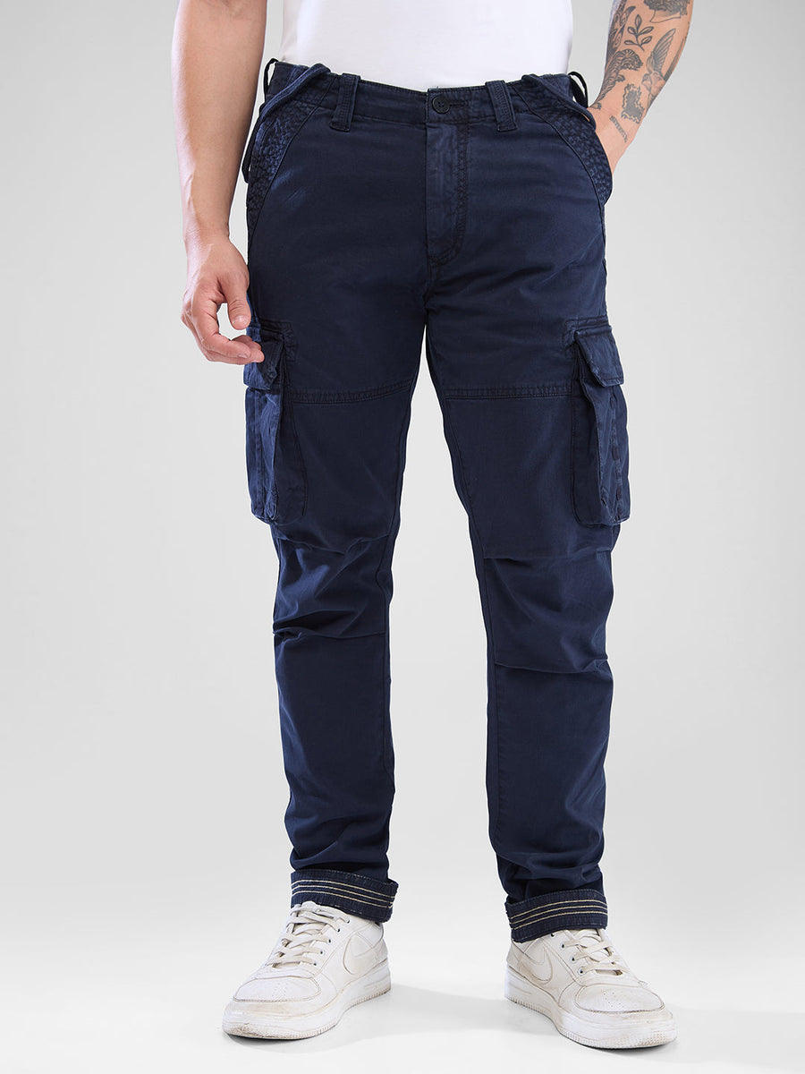 Shop Spykar Navy Blue Cargo For Men Online - Main Image