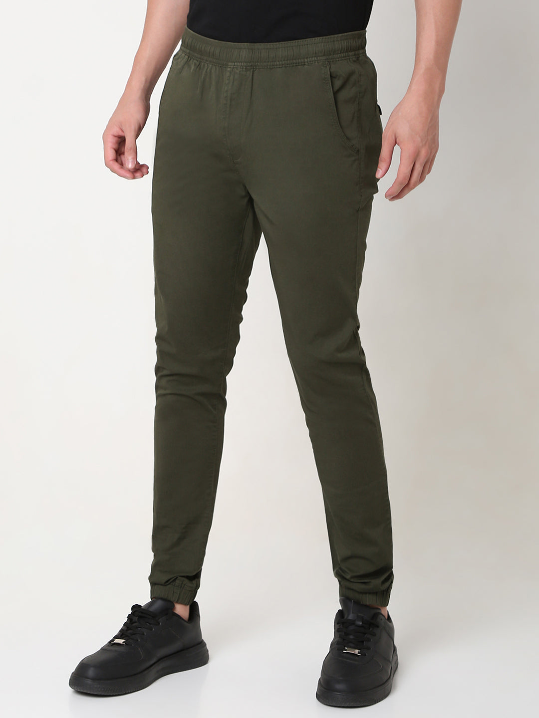 Spykar Green Jogger Fit Cotton Trouser For Men