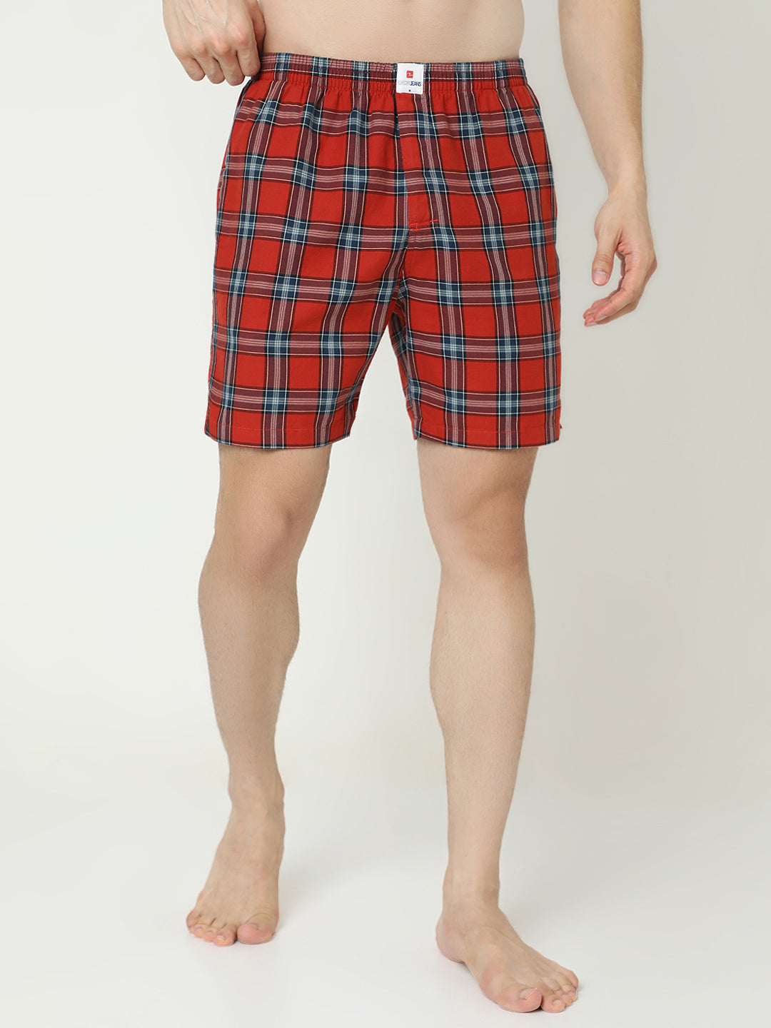 Underjeans by Spykar Men Cotton Brunt Orange Checks Boxers