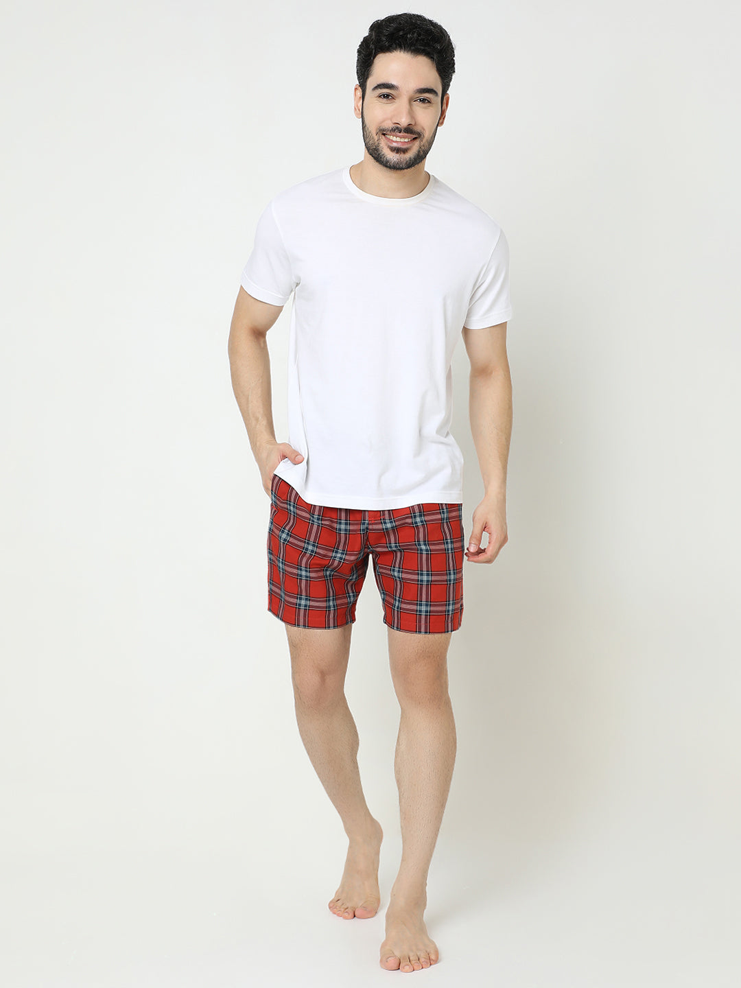 Underjeans by Spykar Men Cotton Brunt Orange Checks Boxers