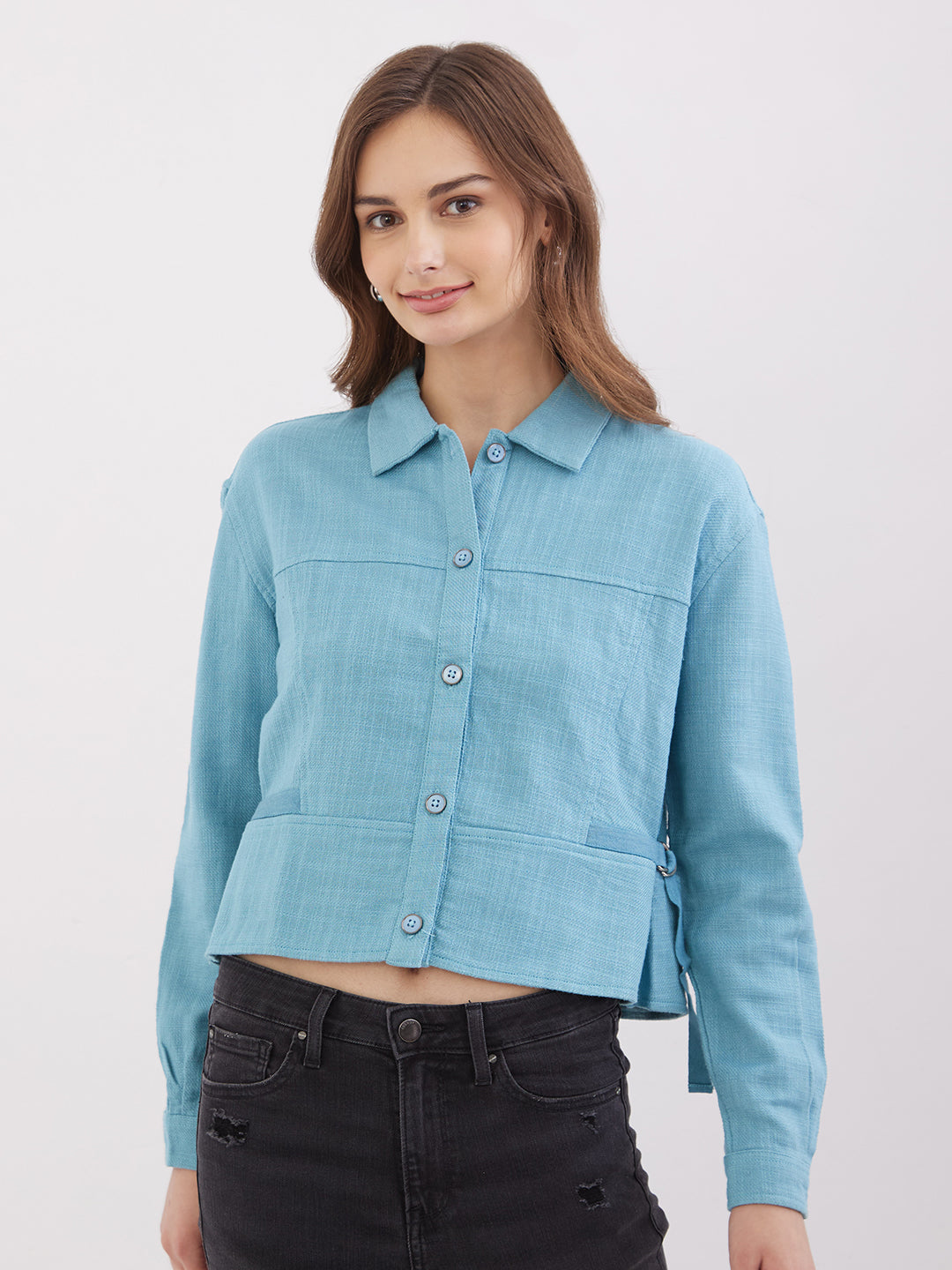 Spykar Retro Blue Regular Fit Casual Tops For Women