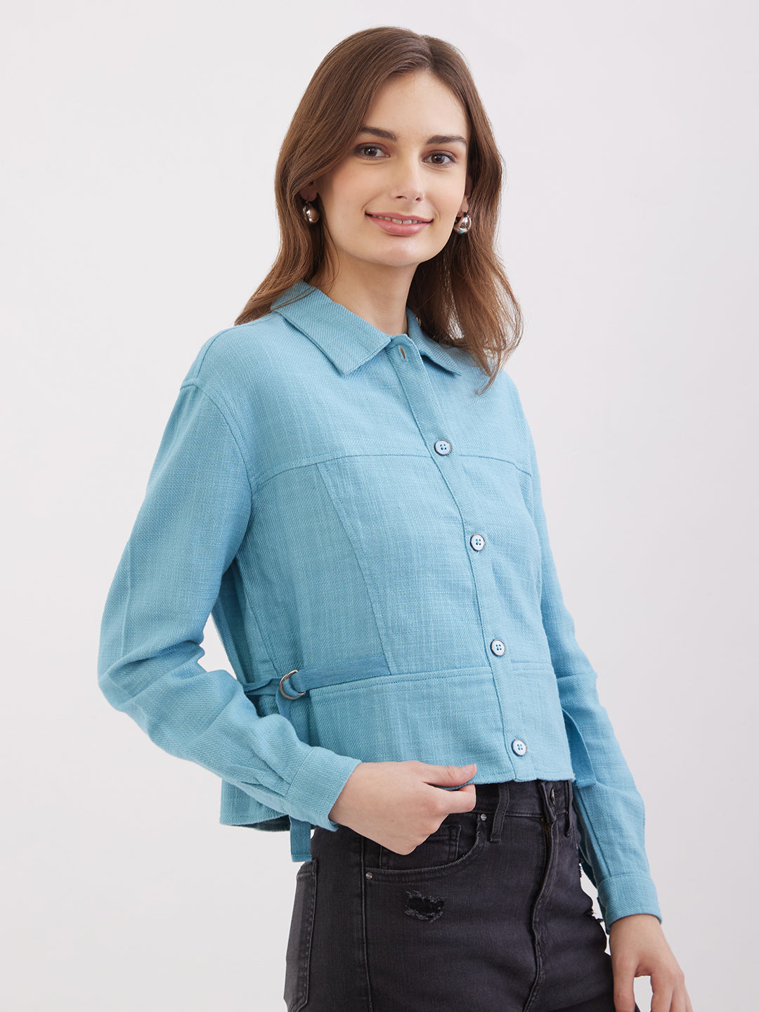 Spykar Retro Blue Regular Fit Casual Tops For Women