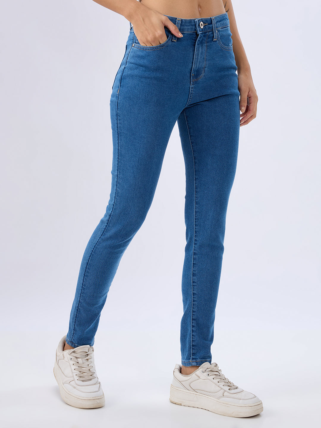 Spykar Light Blue Super Skinny Fit High Rise Jeans For Women