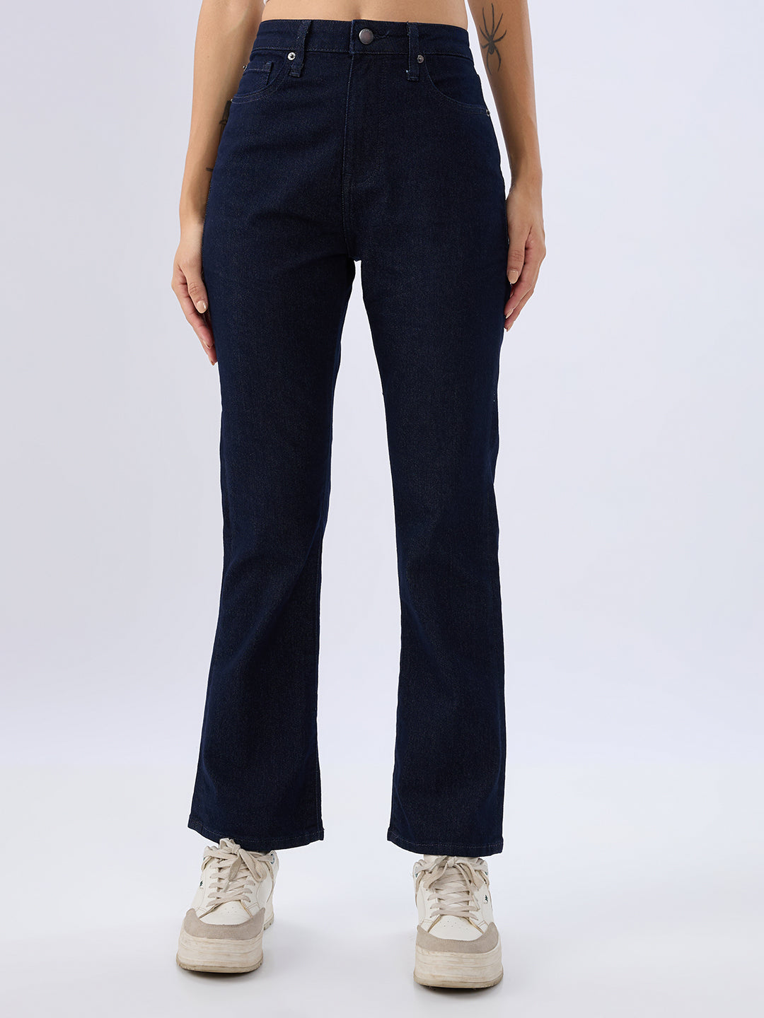 Spykar Raw Blue Boot Cut Fit High Rise Jeans For Women